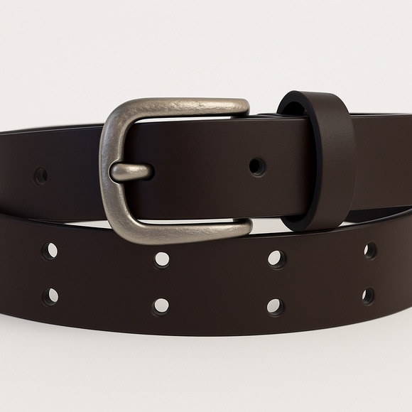 Brown Faux Leather Belt with Antiqued Silver Buckle - Picture 1 of 8